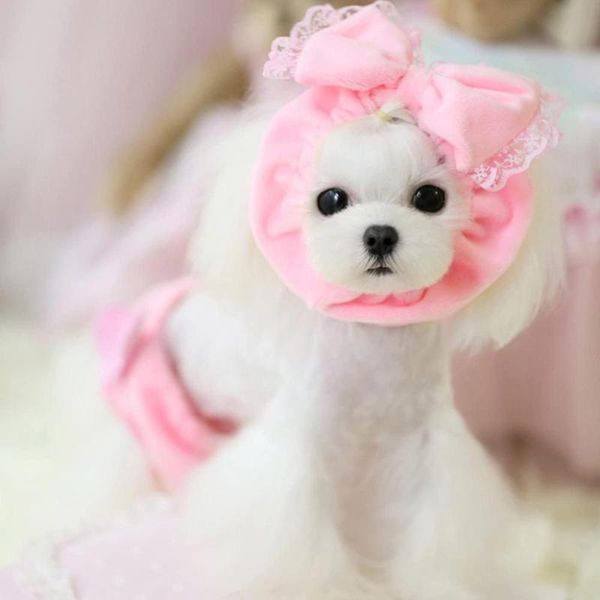 

cute pet dog neck warmer cat headgear scarf with bow small shower cap apparel