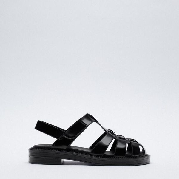 

flat sandal shoe open toe summer heels 2021 women's without fashion peep spring girls retro fretwork fabric scandals slides sandals, Black