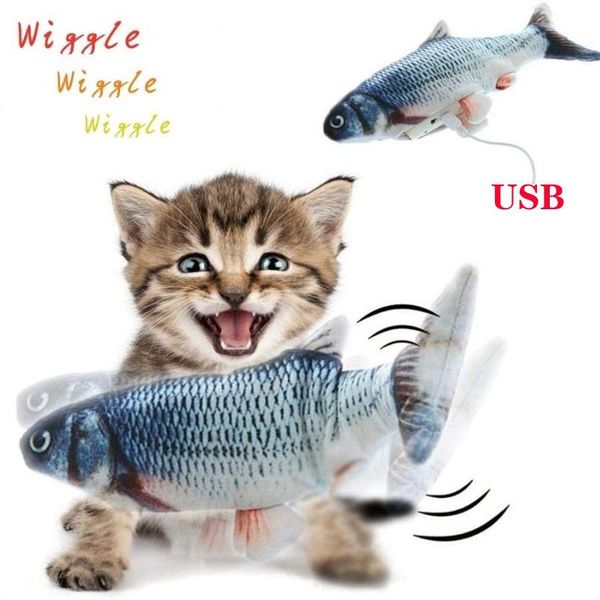 

pet mobile usb fish shaped cat toy interactive gift catnip pillow doll simulation play small animal supplies