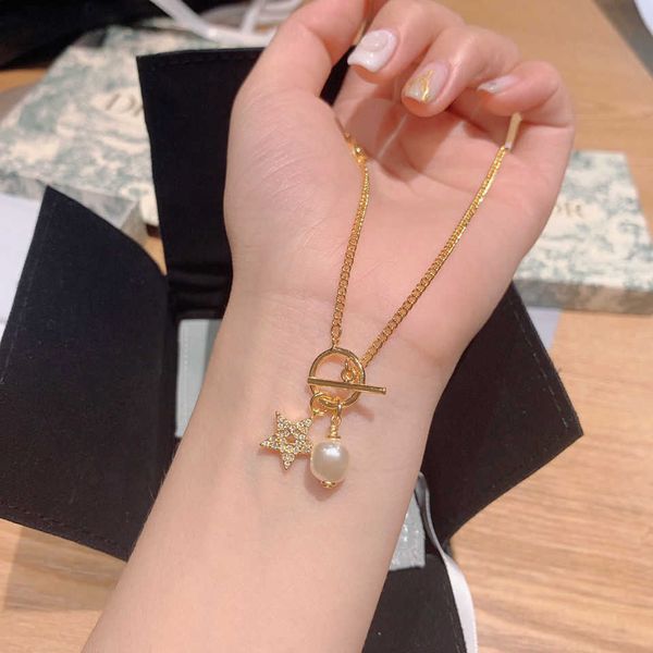 

di letter star pearl necklace female luxurys designers jewelry, Silver