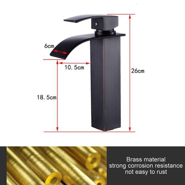 

bathroom sink faucets square tall faucet antique bronze deck mounted waterfall cold water crane single hole handle elf50hb 1u0m