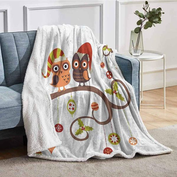 

throw blankets owls on celebrating twiggy tree branches annual yule noel christmas themed print throw blanket for bedmulticolor