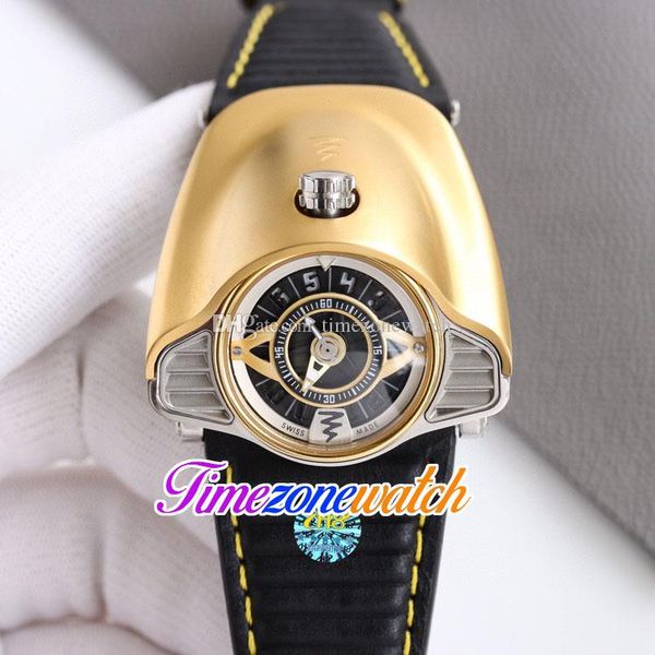 50mm Azimuth Gran Turismo 4 Variantes Miyota Automatic Mens Watch SP.SS.GT.N001 Black Dial White Inner 18K Yellow Gold Case Leather Sport Watches Timezonewatch G03B (1)