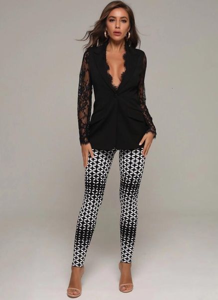 

women winter fashion long sleeve lace jacquard two pieces bandage set celebrity designer autumn women's, White