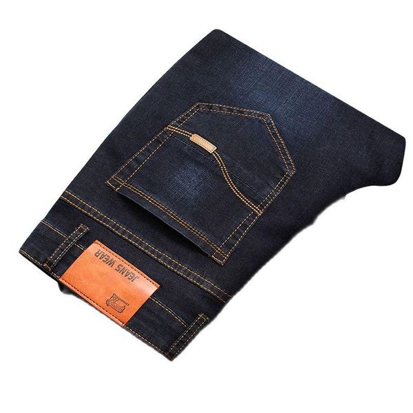

men's jeans 2021 large fashion business casual elastic slim black blue pants