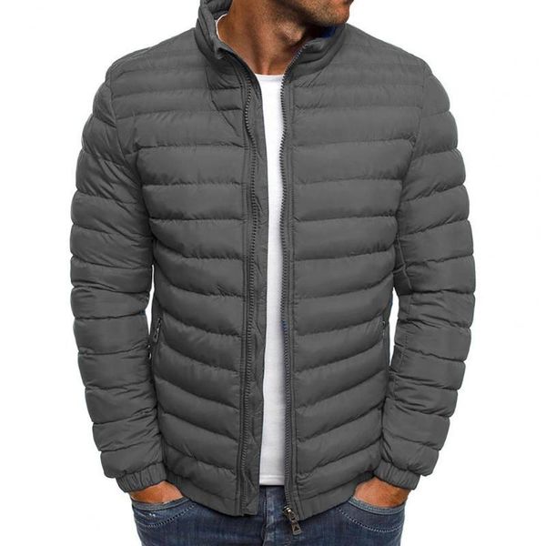 

men's jackets 2021 fashion solid color men coat stand collar slim autumn winter zipper pockets parka jacket streetwear, Black;brown
