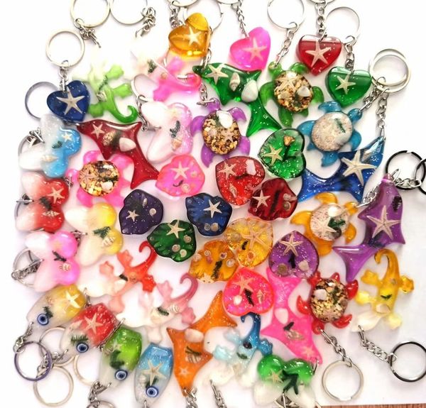 

45 pcs fashion mixed style starfish design colorful keychain, Slivery;golden
