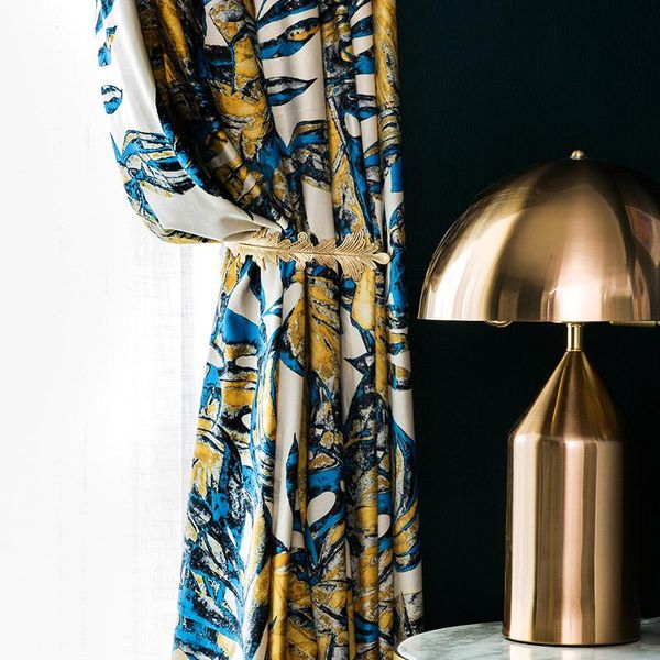 

curtain & drapes luxury curtains for living room window leaves printed velvet fabric blinds thermal insulated blackout