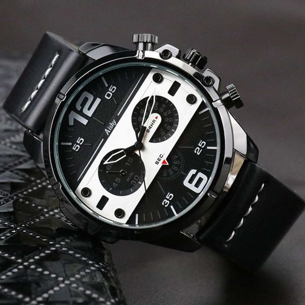 

watch large sports men's cool dial waterproof quartz, Slivery;brown