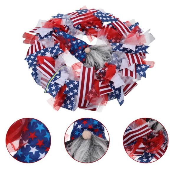 

decorative flowers & wreaths 1pc lovely gnome doll wreath creative flag garland for independence day