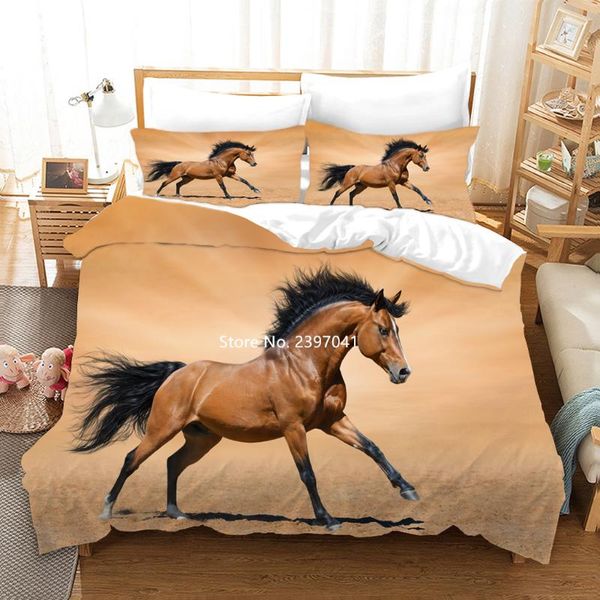 

bedding sets hd digital print horse gallop set 2-3 animal down bed cover pillowcase single double  king full size home textile
