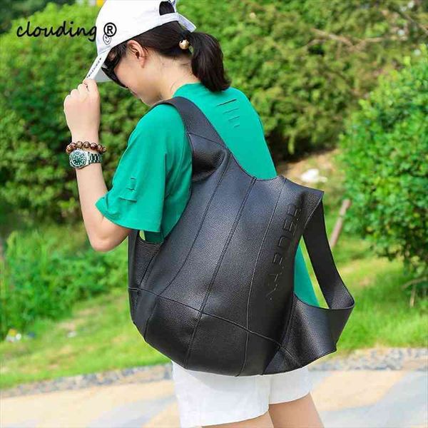 

solid turtle bag backpack british large capacity lychee grain soft leather leisure anti theft