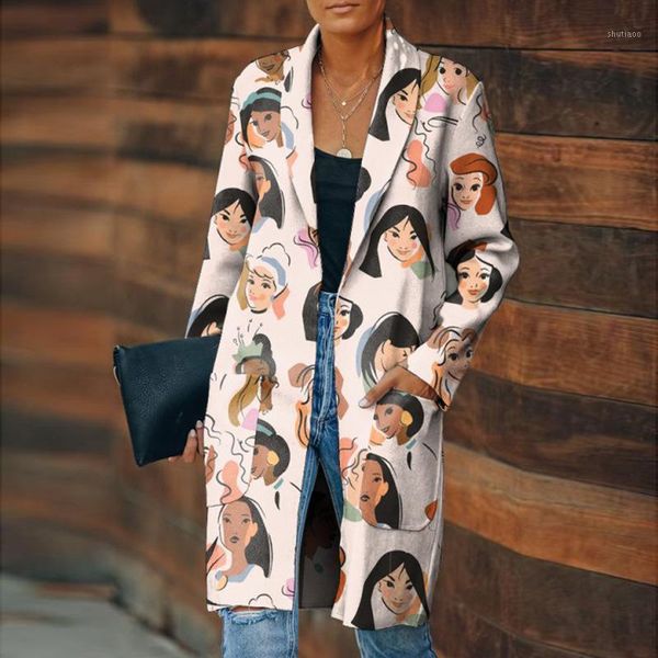 

women's wool & blends women trench coat autumn winter fashion casual streetwear lapel printed long abrigos mujer invierno 2021, Black