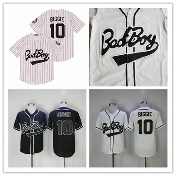 Homem notório filme beisebol badboy bad boy 10 biggie smalls jerseys ed preto branco filme camisas tamanho S-XXXL