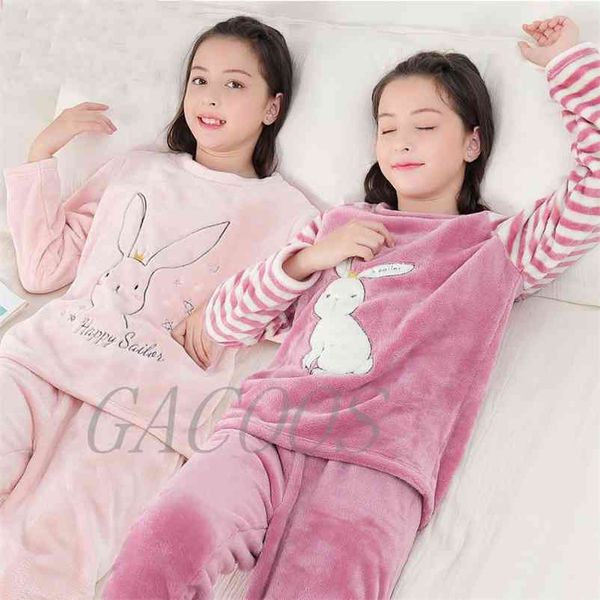

boys girls clothes pajamas set flannel fleece warm catoon sleepwear teen home suit winter fall spring 6 8 10 12 14y pyjamas kids 210728, Blue;red