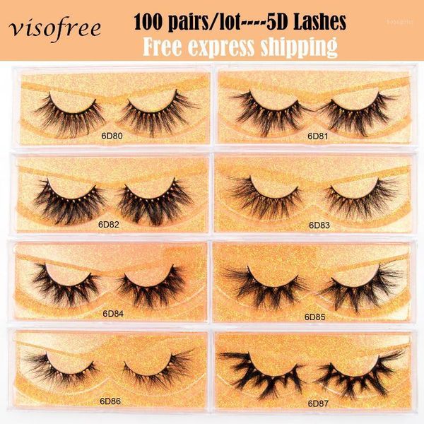 

100pcs wholesale 5d eyelashes viso3d mink lashes natural fluffy false makeup in bulk1