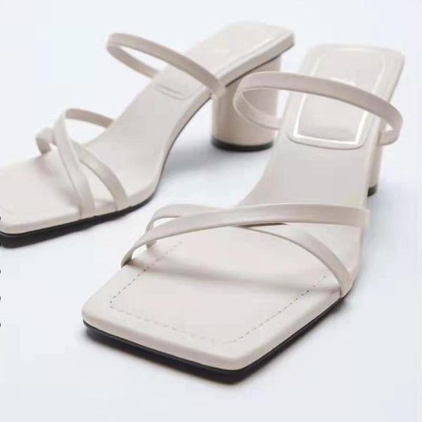 

dress shoes 2021 summer apricot women's nude square toe round heels narrow band fashion sandals for female, Black