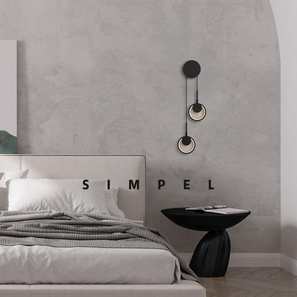 

wall lamp modern ring led110v living room art deco luxury tv background bedroom bedside single and double head hanging lam