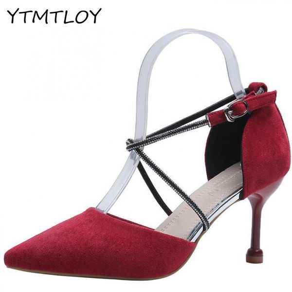 

dress shoes pointed pumps retro high thin heels 2021 woman female glitzer, Black