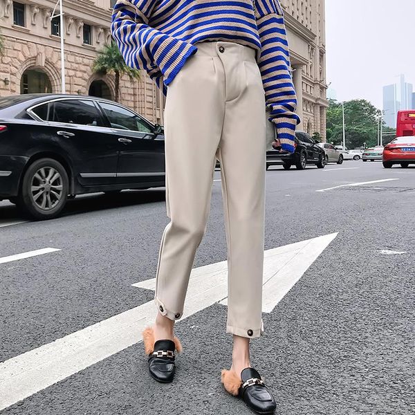 

good woolen corduroy harem pants women elastic high waist long for female loose caual trousers winter big size 4xl 5xl women's & capris, Black;white