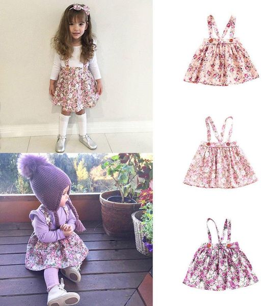 

0-4y lovely girls baby floral skirts todler kids girl suspenders party princess strap skirt bib outfits, Blue