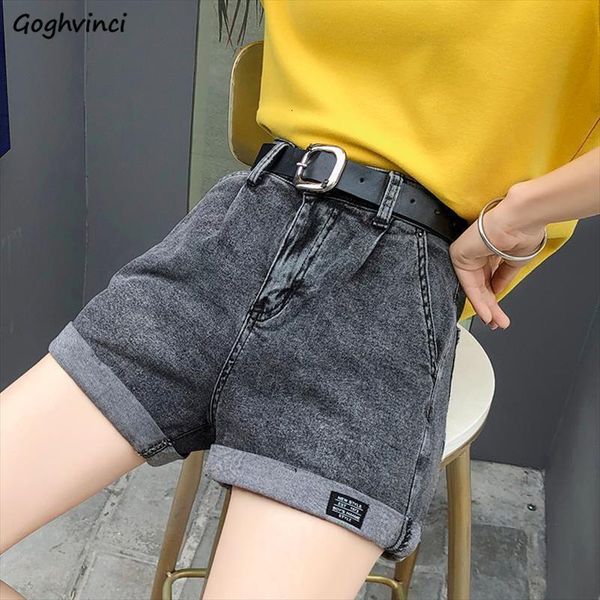 

shorts summer denim fur women jumpsuit line washed crimping vintage lace up loose slim a wide leg leisure korean style, Black;white