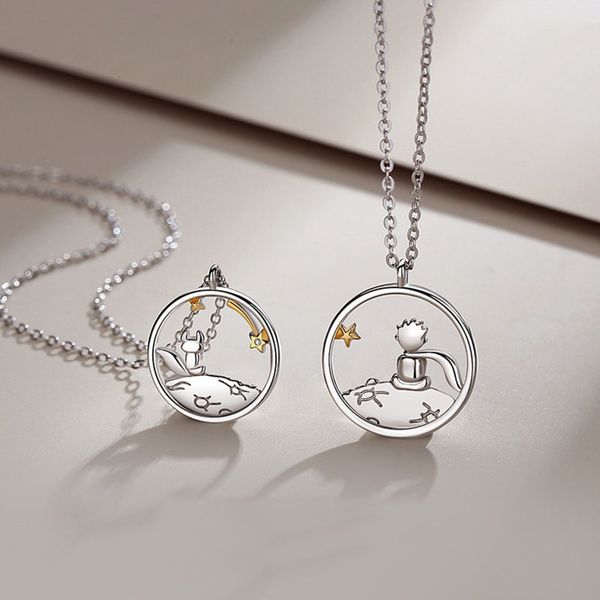 

fashion couple s925 silver plated prince little fox pendant personalized necklace valentine's day anniversary gift x203