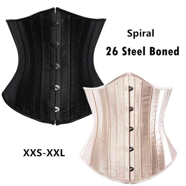 

classic lace up 26 spiral steel boned satin underbust corset shaper women's fashion slimming corselete waist cincher xxs-xxl, Black;white