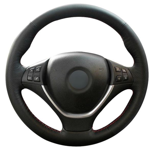 

steering wheel covers black genuine leather car cover for x5 e70 2006-2013 x6 e71 e72 2008-2014