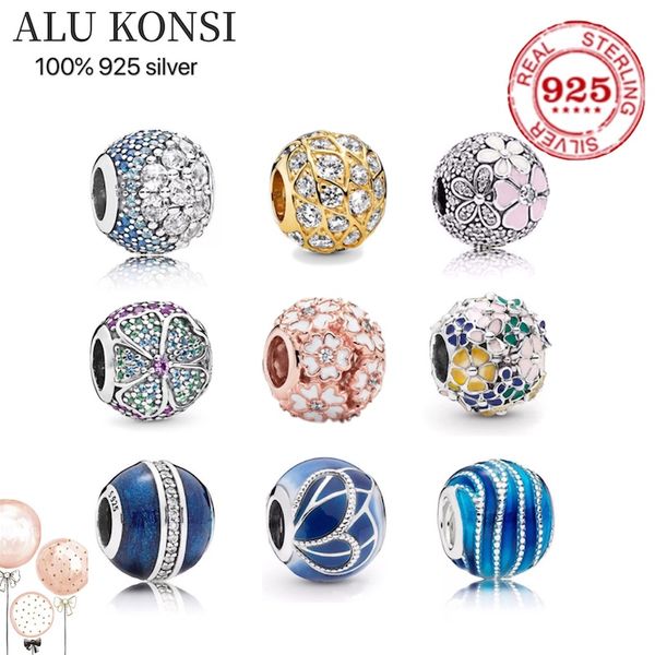 Passung pandora perlen echt 100% 925 sterling silber charms perlen für frauen farbe feukus hochwertige diy schmuck