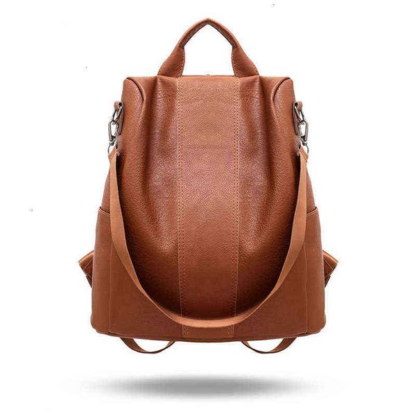 HBP Zaino coreano antifurto di grande capacità PU semplice borsa da donna casual in pelle morbida sport.0018