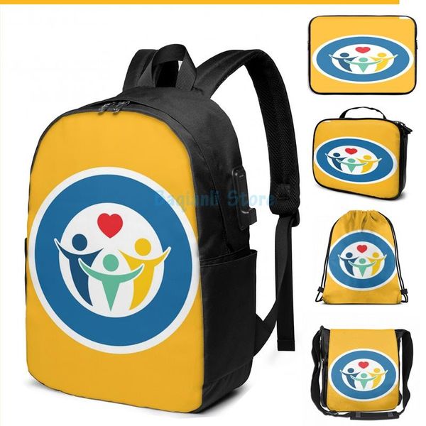 

funny graphic print one by foundation - white outline usb charge backpack men school bags women bag travel laptop