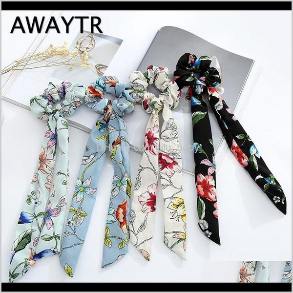 

print chiffon scrunchie elastic bow sweet ladies head girls ties women wjscy 6mk7v