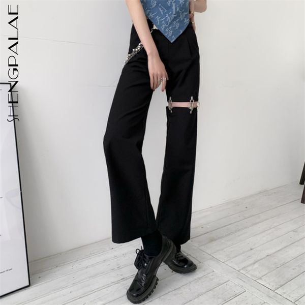 

detachable designer black trousesr women's summer high waist hollow out straight y2k pants female fashion 210427