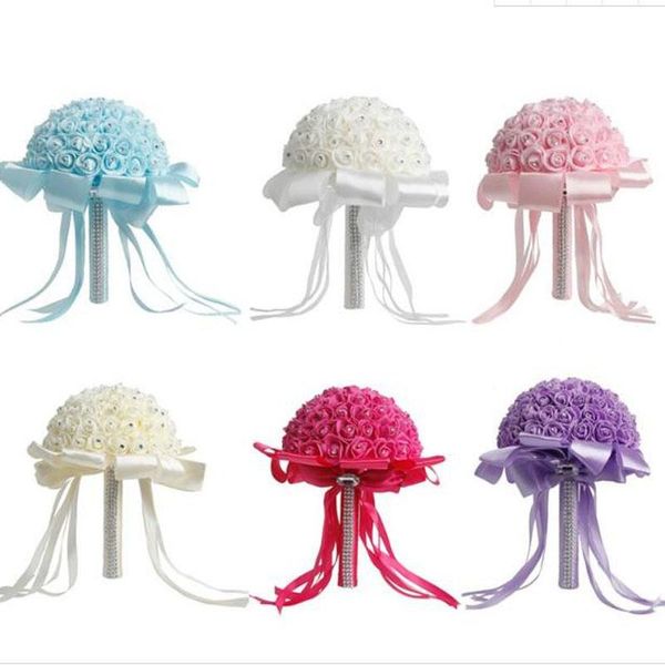 

wedding flowers rosa flor bouquet artificial bridal handmade beauty foam roses party decoration accessories