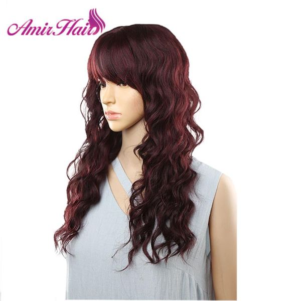 

synthetic wigs long natural wave for women black brown ombre blonde wig with bangs bob hair peruca cosplay and party