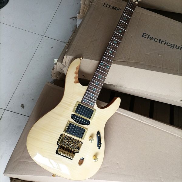 

6 strings natural electric guitar with flame maple veneer,rosewood fretboard