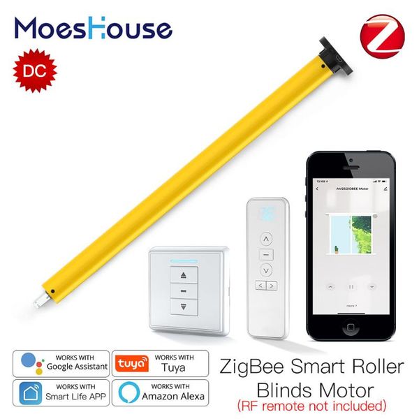 

smart home control moeshouse automatic 25mm zigbee tubular roller blinds motor dc rf433 remote 38mm tube lifetuya via alexa google