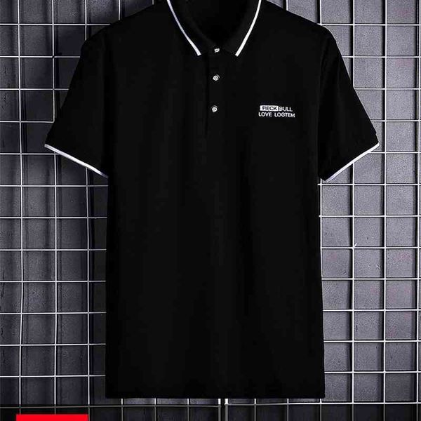 

short men's polo shirt summer ice casual lapel half sleeve ins fashion brand embroidery t-shirt men, White;black