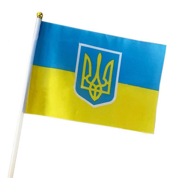 

ukraine flag with white pole handhold mini ukrainian flags country banner national bunting flags durable polyester wh0545