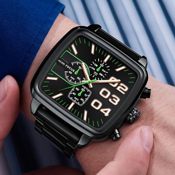 

relogio masculino sport chronograph mens watches steel quartz clock black waterproof big dial watch men waches wristwatches, Slivery;brown