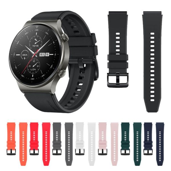 

watch bands official silicone for huawei gt 2 pro watchbands sport rubber original band gt2 wristband replace bracelet, Black;brown