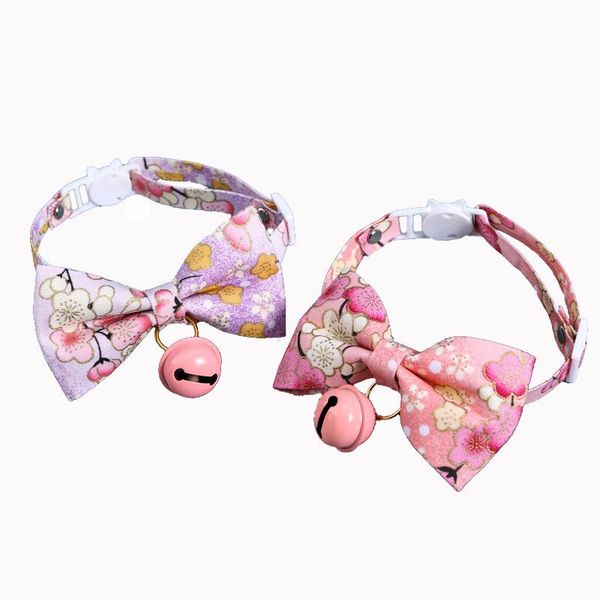 

cat collars & leads breakaway collar with bell and detachable bowtie floral adjustable safety choker for puppy small dogs necklace pets