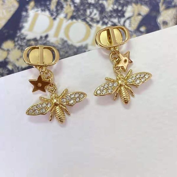

70% off / new bee star inlaid earrings, Golden;silver