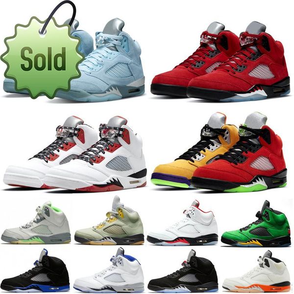 

2022 men 5 5s basketball shoes bel trophy room bluebird space jam alternate grape unc racer blue sneakers trainers size 40 -47