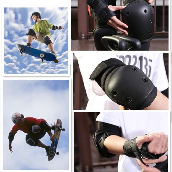 

elbow & knee pads 6pcs/set protective gear set child with 6 carry bag bike wrist guards for scooter skateboard skating, Black;gray