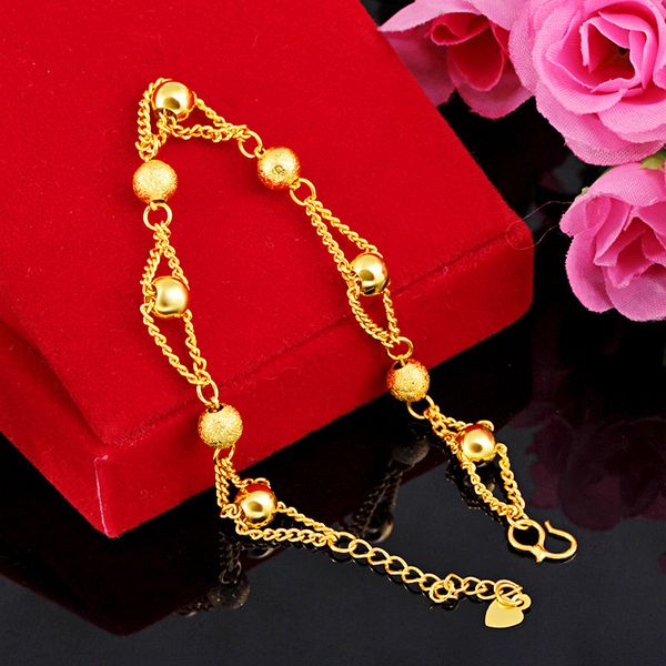 

fashion 18k gold for men women wedding engagement luxury classic ball chain bracelet not fade fine jewelry gift, Golden;silver