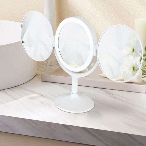 

compact mirrors led shining makeup mirror light illuminated three-sided beauty tablefoldable cosmetic up vanity make l8m6