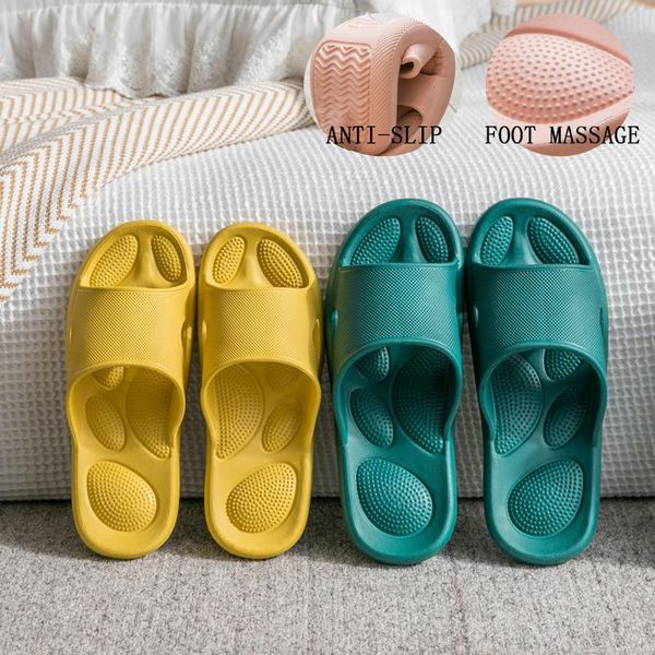 

women's indoor stylish non-slip sandals men slippers shoes soft-soled comfortable summer home bathroom massage couples, Black
