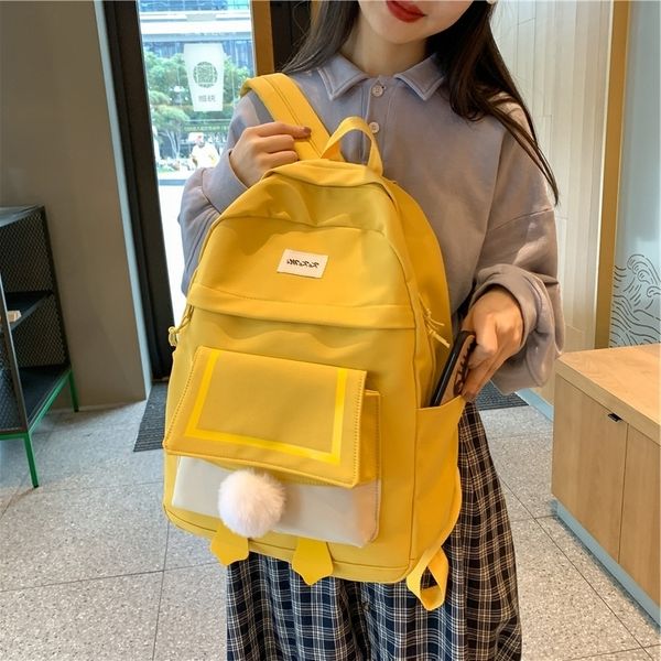 

junior high school schoolbag female new cute contrast color student campus backpack nylon large capacity korean backpack